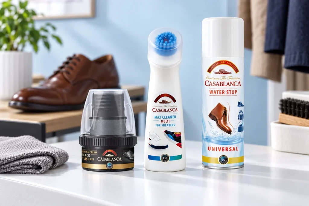 Cremă, soluție de curățare și spray Casablanca pentru încălțăminte