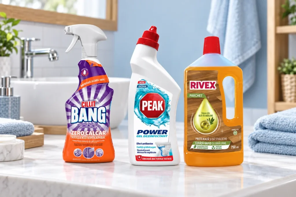 Produse Cillit Bang, Peak și Rivex pentru suprafețe și baie