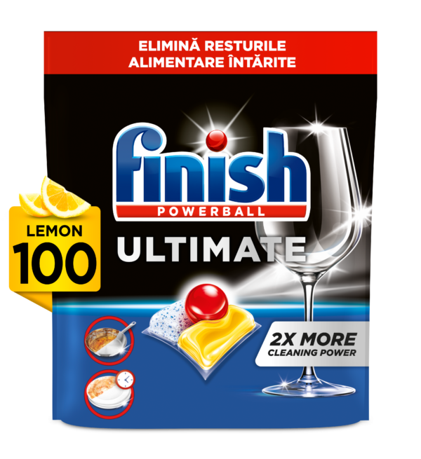 Detergent capsule pentru mașina de spălat vase Finish Ultimate Lemon, 100 spălări