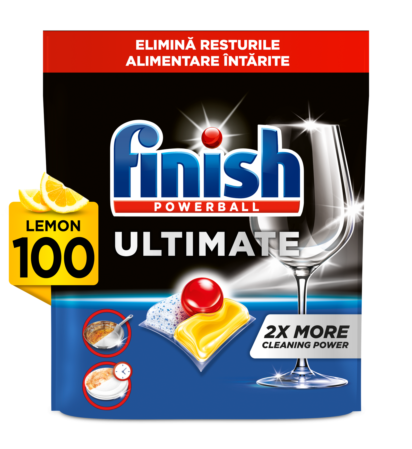 Detergent capsule pentru mașina de spălat vase Finish Ultimate Lemon, 100 spălări