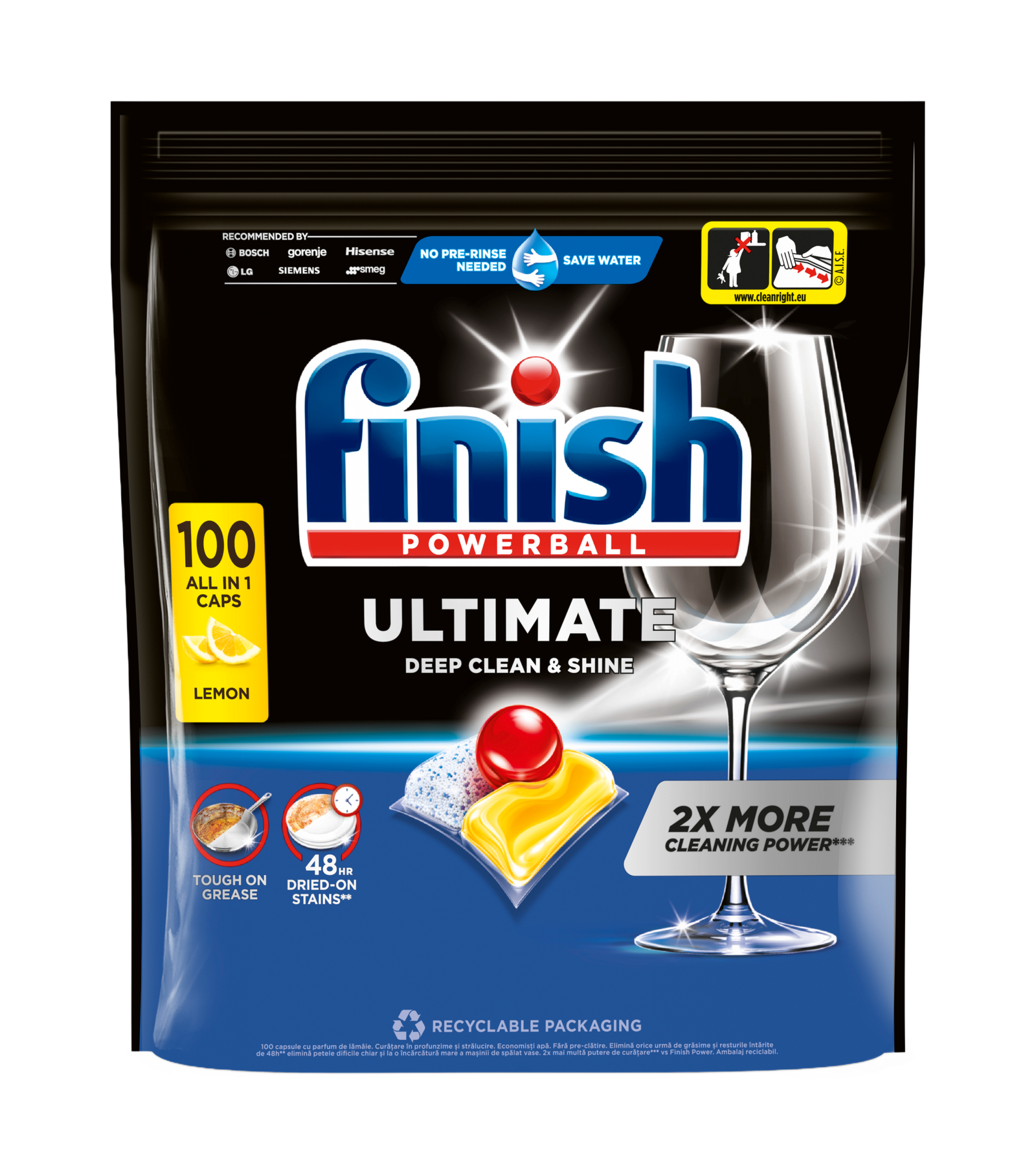 Detergent capsule pentru mașina de spălat vase Finish Ultimate Lemon, 100 spălări – imagine 2