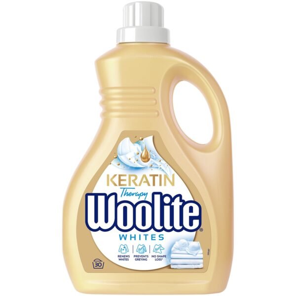 Detergent lichid Woolite Keratin rufe albe, 30 spălări, 1.8 l