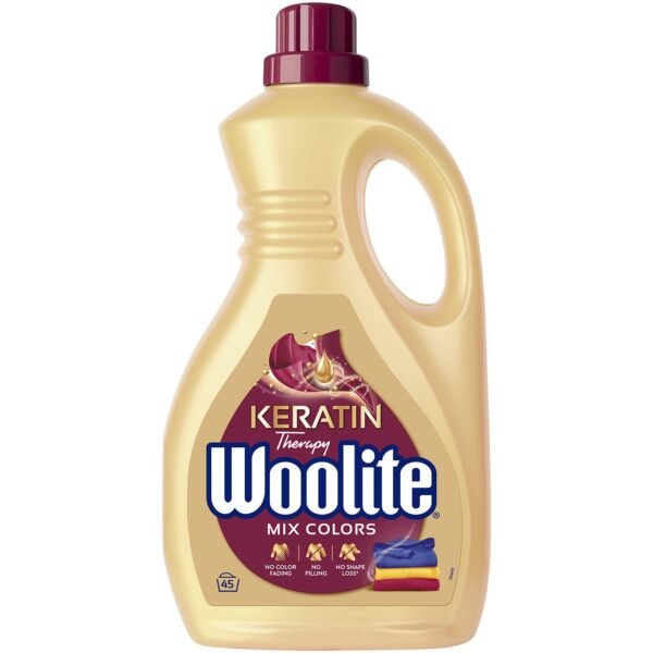 Detergent lichid Woolite Keratin rufe colorate, 45 spălări, 2.7 l
