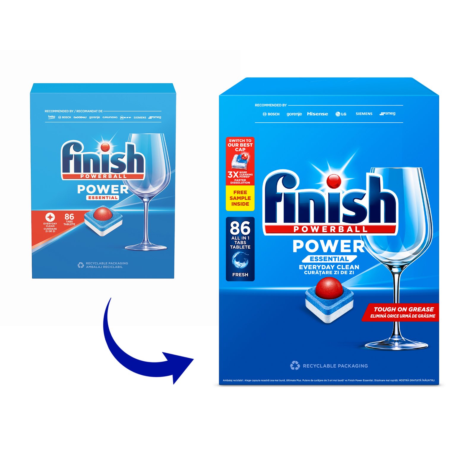 Finish Power Essential detergent tablete pentru mașina de spălat vase, 86 spălări
