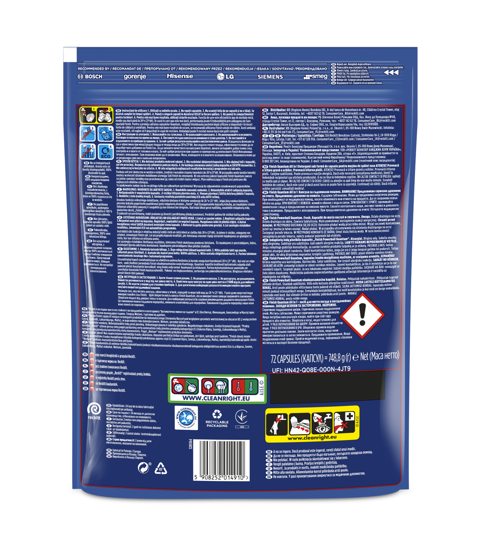 Finish Quantum detergent capsule pentru mașina de spălat vase, 72 spălări – imagine 9