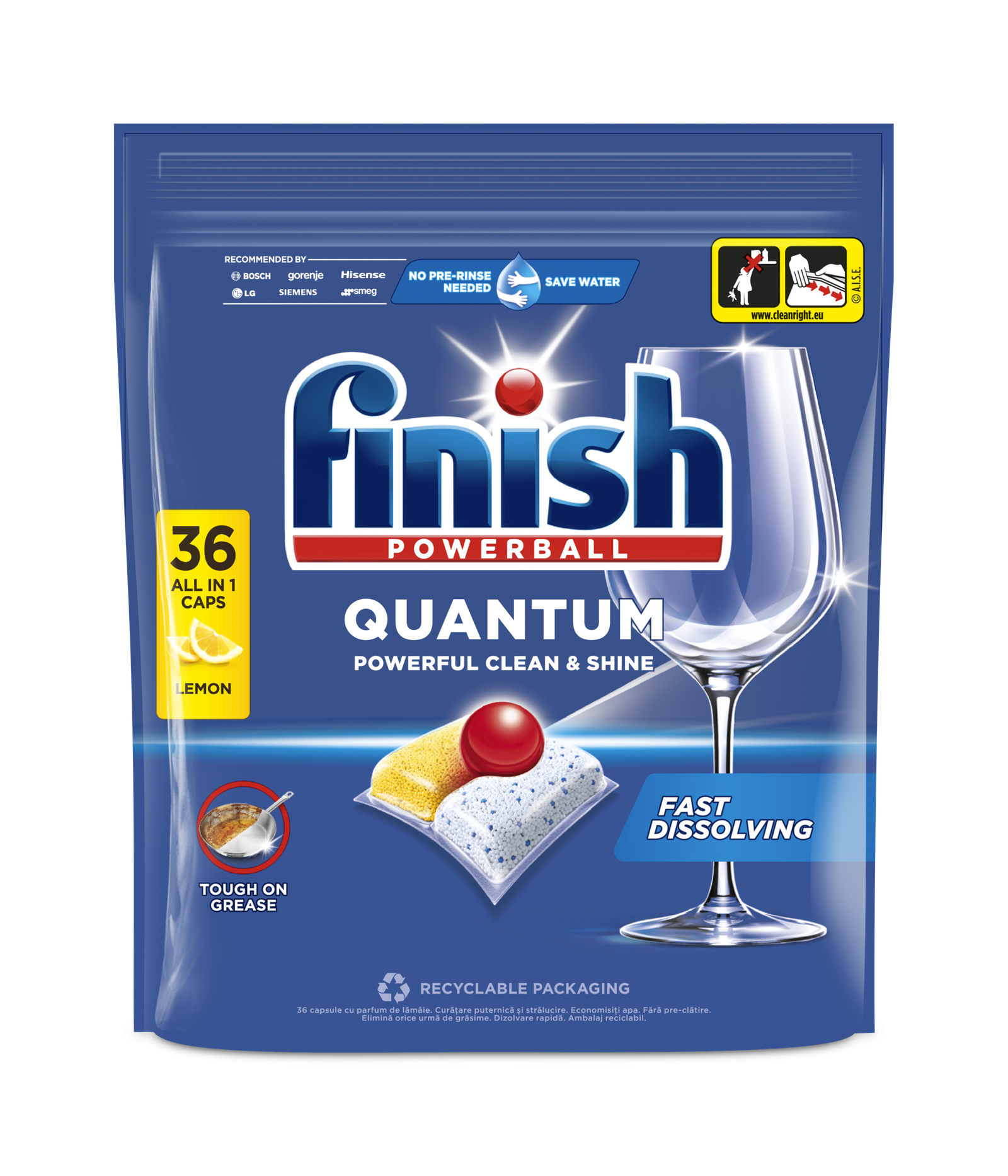 Finish Quantum Lemon detergent capsule pentru mașina de spălat vase, 36 spălări