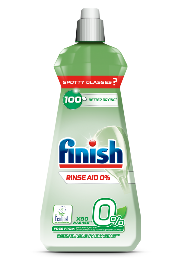 Finish solutie de clatire cu formula 0% pentru mașina de spălat vase, 400 ml