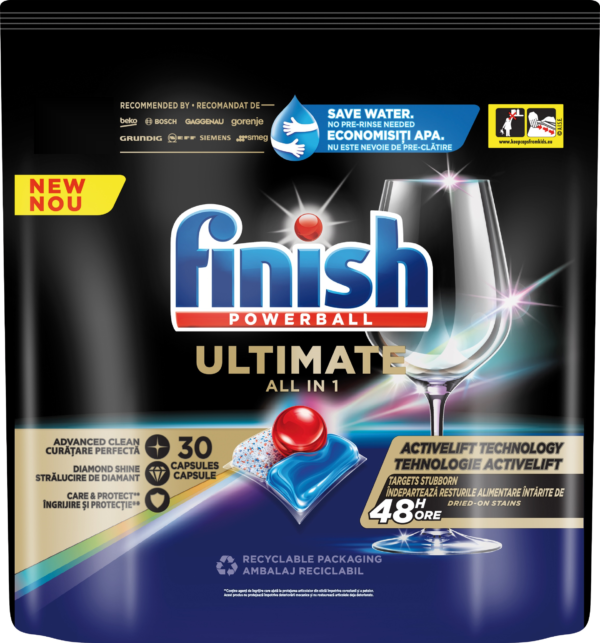 Finish Ultimate detergent capsule pentru mașina de spălat vase, 30 spălări