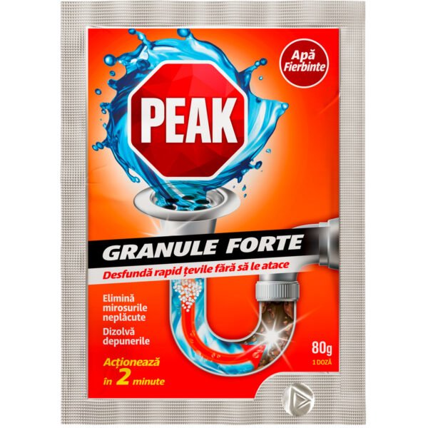 Granule Forte pentru desfundat tevile Peak Apa Fierbinte, 80 g