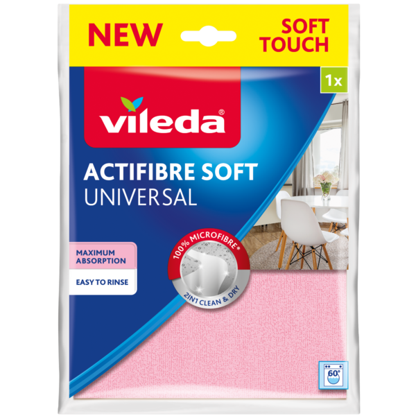 Laveta universala Vileda Actifibre Soft, Roz, 1 bucata