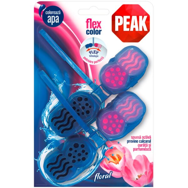 Odorizant solid pentru toaleta, Peak Flex Color Floral, 2 x 48 g