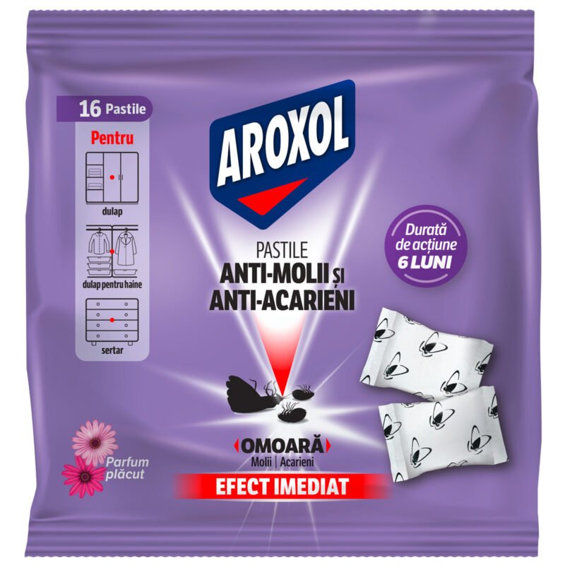 Pastile parfumate impotriva moliilor și acarienilor Aroxol, 16 bucăți