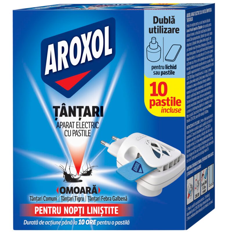 Aparat electric cu 10 pastile impotriva tantarilor Aroxol