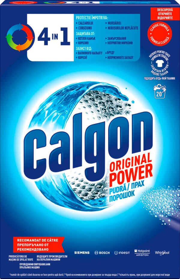 Pudra anticalcar pentru mașina de spălat Calgon 4in1, 1 kg