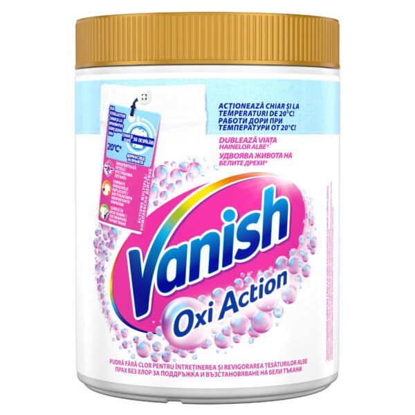 Pudra pentru indepartarea petelor pentru haine albe Vanish Oxi Action, 423 g